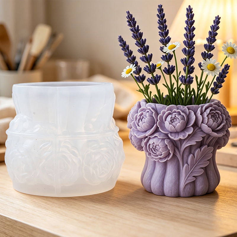 Florist Supply Vases - Cetakan Silikon Vas Bunga Mawar 3D,