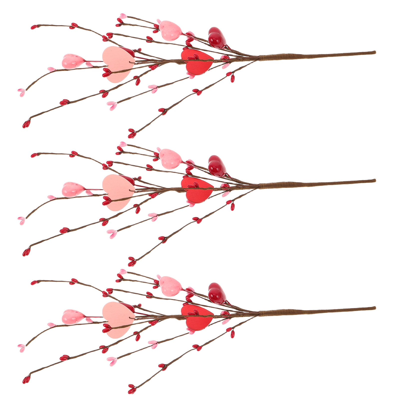 Floral Picks Wood - 3 Buah Ranting Hiasan Bentuk Hati