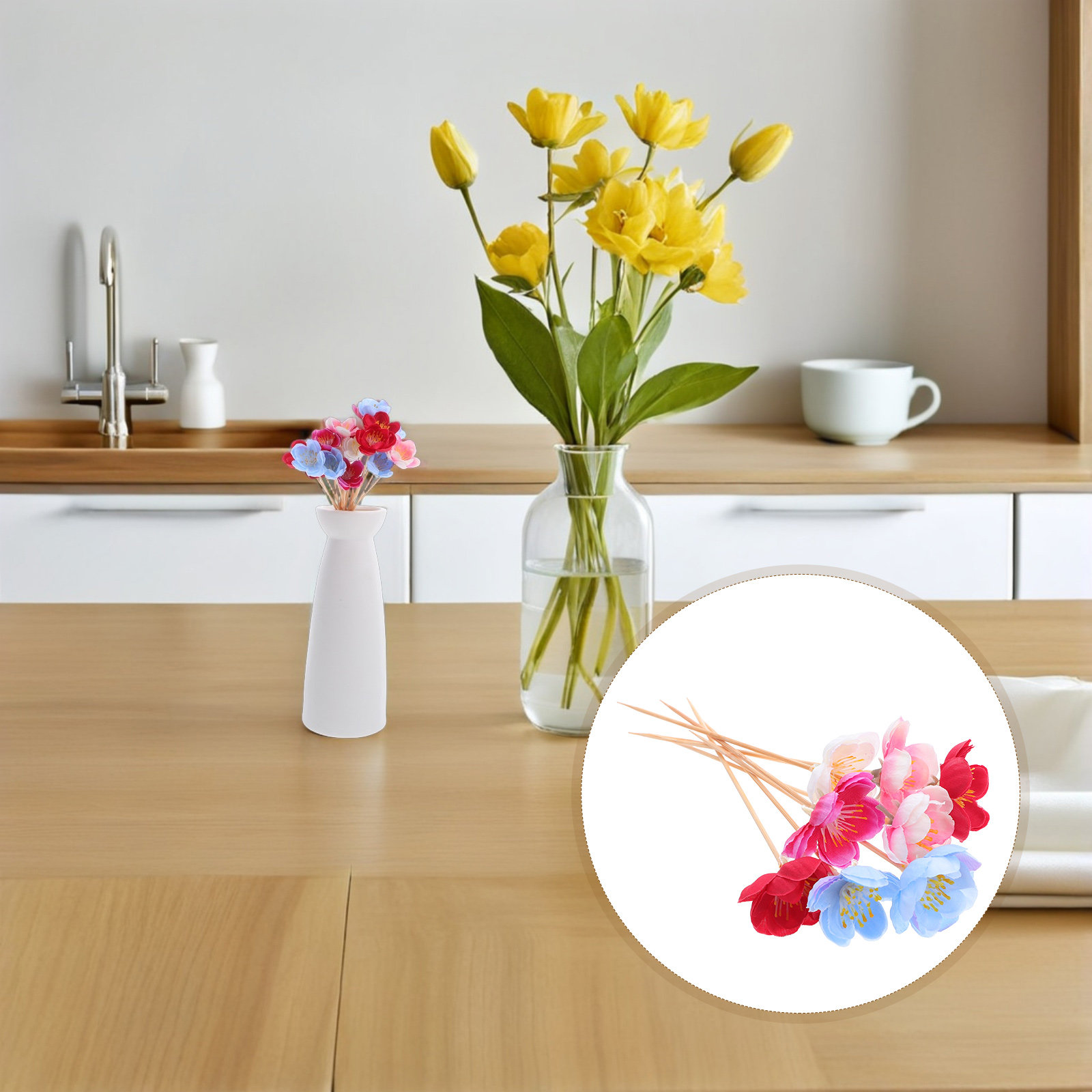 100Pcs Tusuk Sate Kayu Kokoh B - Floral Picks Wood ulasan dan harga