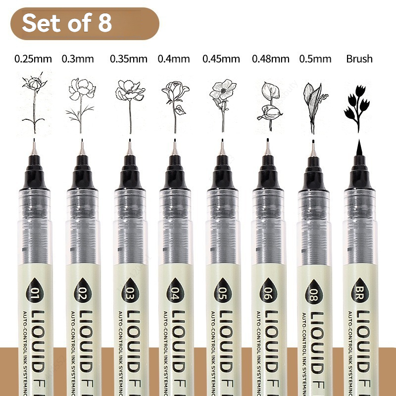 3-8 Buah Pena Jarum Cairan Tin - Copic Marker Sketch ulasan dan harga